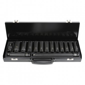 Set 15 piese de impact cu 12 tubulare lungi, &amp;frac12; inch hex si adaptoare foto