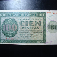 SPANIA 100 PESETAS 1936 BURGOS SUPERBA