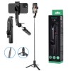 Selfie Stick Trepied Techsuit L13, Bluetooth, 113cm, Negru - Stabil si Universal