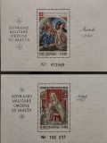 BC614, Malta 1977 si 1978, 2 colite picturi, Craciun, ordine militare malteze