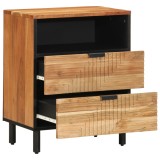 Noptiera Gossi 50x33x62 cm, lemn masiv acacia, stil industrial, maro, 2 sertare, suport 75 kg