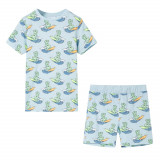 Pijamale pentru copii cu m&acirc;neci scurte, albastru deschis, 116, vidaXL
