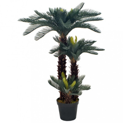 Plantă Artificială Palmier Cycas Cu Ghiveci Verde 125 cm 280186 foto