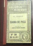 B. 1 Carte Interbelica - Regalisata - Al. Puschin - Dama de pica - Biblioteca Minerva