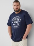 s.Oliver Big Sizes Tricou barbati big sizes din bumbac cu imprimeu text, Bleumarin inchis, 2XL