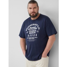 s.Oliver Big Sizes Tricou barbati big sizes din bumbac cu imprimeu text, Bleumarin inchis, 2XL