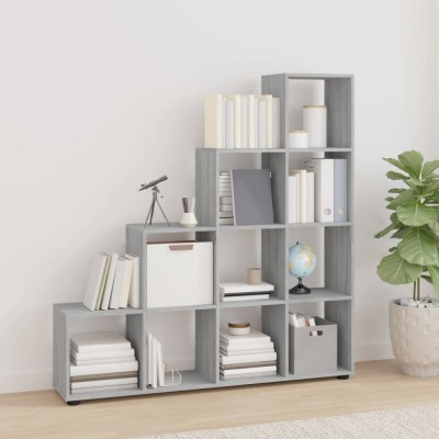 vidaXL Bibliotecă &amp;icirc;n trepte, gri sonoma, 142 cm, lemn compozit foto