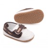 Pantofiori albi cu maro de ocazie pentru baietei (Marime Disponibila: 3-6 luni, Superbaby