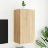 Comoda TV de perete cu lumini LED, stejar sonoma, 40,5x35x80 cm GartenMobel Dekor, vidaXL