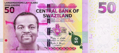 SWAZILAND █ bancnota █ 50 Emalangeni █ 2010 █ P-38a █ Serie AA █ UNC necirculata foto