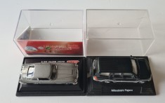 Lot 2 Machete vintage, de colectie: Schuco Junior Line (Aston Martin DB5) &amp; Joy City (Mitsubishi Pajero), in vitrine originale, scara 1:72, 2007-2009