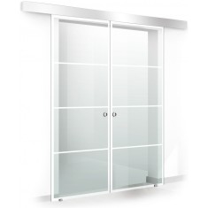 Usa culisanta Boss &reg; Duo model Park alb, 95+95x215 cm, sticla Gri securizata, glisanta in ambele directii