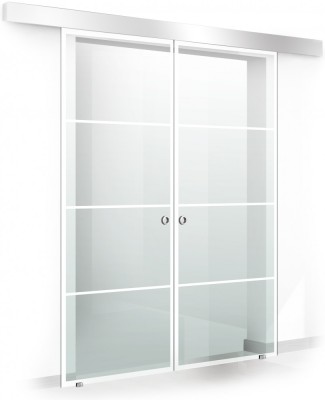 Usa culisanta Boss &amp;reg; Duo model Park alb, 95+95x215 cm, sticla Gri securizata, glisanta in ambele directii foto