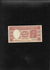 Rar! Chile 10 Pesos 1947(58) seria082001 uzata