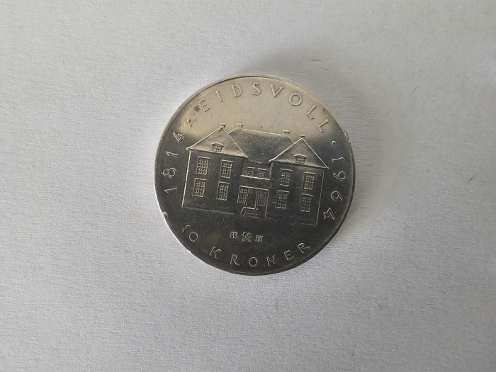 Norvegia 10 Kroner 1961 Argint are 21 gr,impecabila