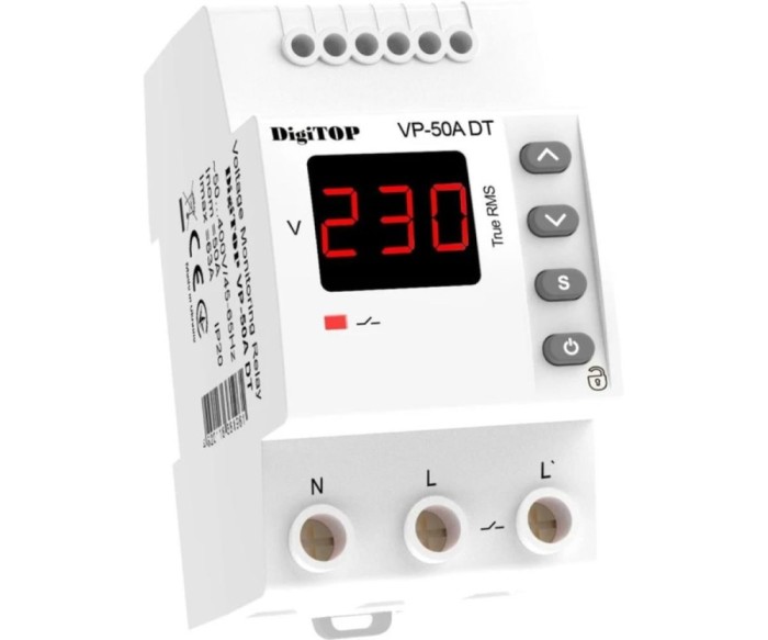 Releu protectie tensiune monofazat 50A 2P 1 secventa DigiTop