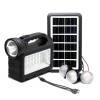 Sistem Iluminare LED Solar GD101, 80W, 3 Becuri, Lanterna, Incarcare USB, Camping, Panou Solar 4W, Acumulator 6V