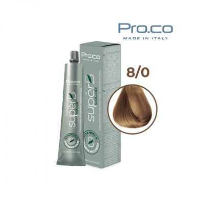 Vopsea de par profesionala fara amoniac SUPERB.COLOR 100 ml - Pro.Co - 8/0 BLOND DESCHIS foto