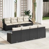 vidaXL Set de canapele pentru grădină cu pernă 7 pcs Negru și Crem