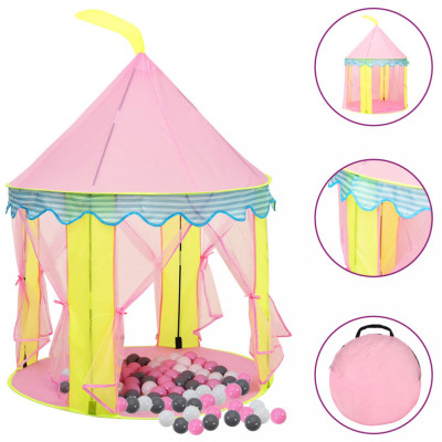 vidaXL Cort de joacă pentru copii cu 250 bile, roz, 100x100x127 cm foto