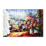 Tablou pictat manual living, O zi minunata, 100x70cm ulei pe panza in cutit efect 3D, Magistral