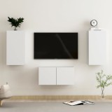 VidaXL Set dulapuri TV, 3 piese, alb, lemn prelucrat