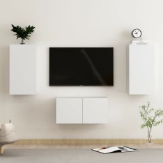 vidaXL Set dulapuri TV, 3 piese, alb, lemn prelucrat foto