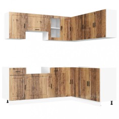 Set de dulapuri de bucatarie 11 piese &amp;bdquo;Porto&amp;rdquo; Lemn vechi lemn foto
