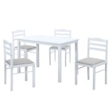 Cumpara ieftin Set masa, 4 scaune mdf alb textil gri Somin 110,5x70,5x76 cm, 40,6x45x84,6 cm