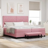 Cumpara ieftin Pat cu arcuri cu saltea cu headboard Roz 200 x 200 cm Catifea