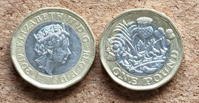 Marea Britanie 1 lira pound 2019 foto