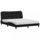 Cumpara ieftin Pat cu saltea, Hvar, negru, 160x200 cm, piele ecologica