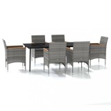 Set de servit masa pentru gradina, 7 piese, gri si negru
