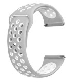 Curea silicon compatibila Huawei Watch GT 2 Pro, telescoape Quick Release, 22mm, Alb/Gri, Very Dream
