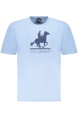 U.S. Grand POLO Tricou barbati cu imprimeu, cu decolteu la baza gatului, bleu, S