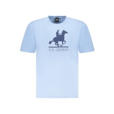 U.S. Grand POLO Tricou barbati cu imprimeu, cu decolteu la baza gatului, bleu, S