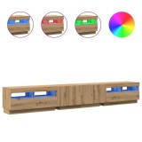 Cumpara ieftin Dulap TV cu LED stejar artizanal 260x35x40 cm lemn prelucrat