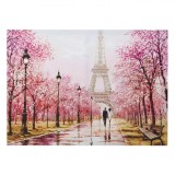 Tablou Canvas Diverse, Model Cuplu, Turnul Eiffel, 70x50x1.5 cm, Multicolor, Oem