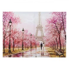 Tablou Canvas Diverse, Model Cuplu, Turnul Eiffel, 70x50x1.5 cm, Multicolor