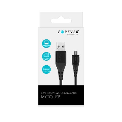 Cablu date MicroUSB Forever 3m foto