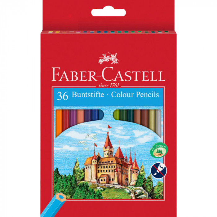 Creioane Colorate Faber-Castell Eco, 36 Buc/Set, Culori Asortate, Creion de Colorat, Creioane Colorate Faber-Castell, Creioane de Colorat pentru Copii