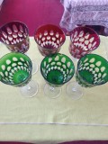 Set de 6 pahare din cristal Bohemia, taiate manual