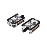 Set 2 pedale Wellgo din aluminiu pentru bicicleta, filet 9/16, culoare negru/arg... Cod:AWR0064
