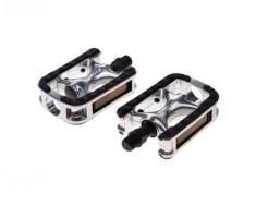 Set 2 pedale Wellgo din aluminiu pentru bicicleta, filet 9/16, culoare negru/arg... Cod:AWR0064 foto
