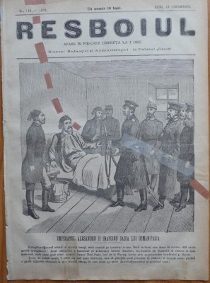 Ziarul Resboiul, nr. 143, 1877, Imp. Alexandru II inapoind sabia lui Osman Pasa foto