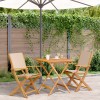 Gossi set mobilier bistro, 3 piese, textil bej/lemn masiv