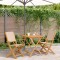 vidaXL Set mobilier bistro, 3 piese, textil bej/lemn masiv