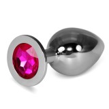 Cumpara ieftin Dop Anal Cu Bijuterie Rosebud Classic Metal Plug L, Argintiu + Fuchsia, 10 cm, Lovetoy