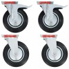Set 4 Roti Pivotante vidaXL 200mm, Cauciuc, Frana Dubla, Negru, Capacitate 180kg, Accesorii Mobila, Carucior, Banc Lucru