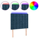 Cumpara ieftin Tablie de pat cu LED Albastru inchis 90x5x118/128 cm catifea